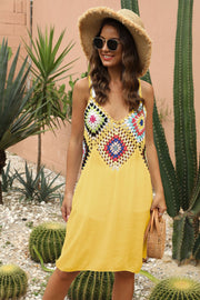 Geometric V-Neck Spaghetti Strap Cover Up Dress - The Michelle Style Boutique