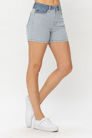 Judy Blue Full Size Color Block Denim Shorts - The Michelle Style Boutique