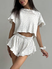 Printed Round Neck Top and Shorts Set - The Michelle Style Boutique