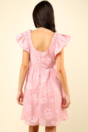 VERY J Flower Embroidered Organza Mini Dress - The Michelle Style Boutique