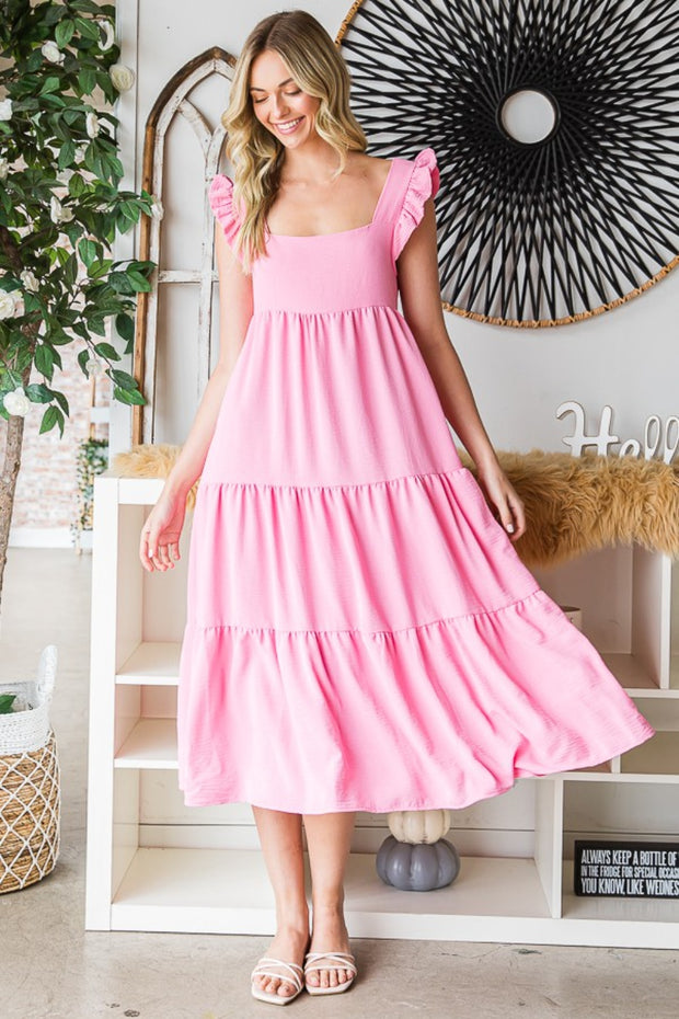 Reborn J Ruffled Sleeveless Tiered Midi Dress - The Michelle Style Boutique