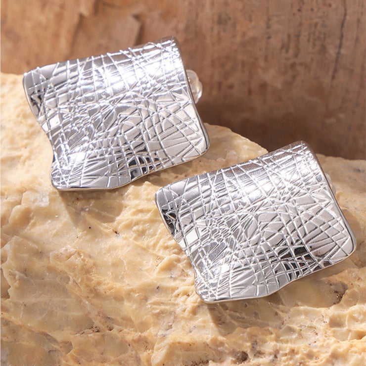 Textured Titanium Steel Stud Earrings - The Michelle Style Boutique