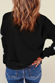 Glitter Round Neck Long Sleeve Sweatshirt - The Michelle Style Boutique