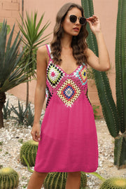 Geometric V-Neck Spaghetti Strap Cover Up Dress - The Michelle Style Boutique