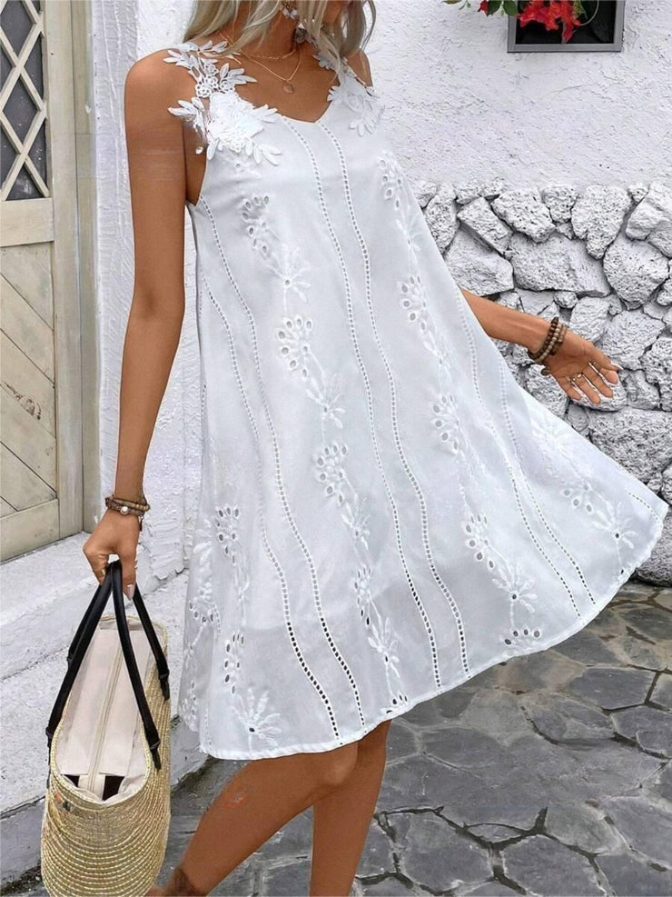 Lace Detail V-Neck Mini Dress - The Michelle Style Boutique