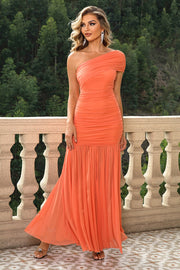 One-Shoulder Ruched Maxi Dress - The Michelle Style Boutique