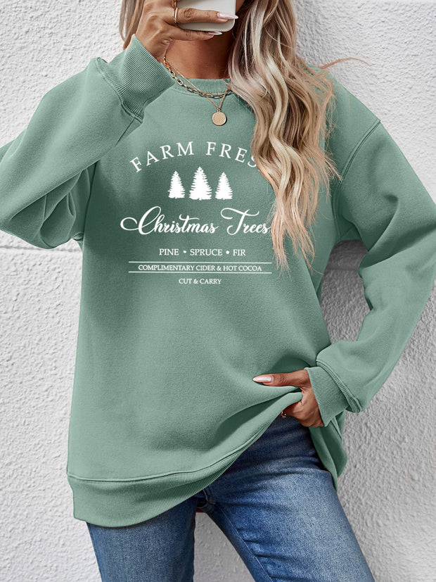 Graphic Round Neck Dropped Shoulder Sweatshirt