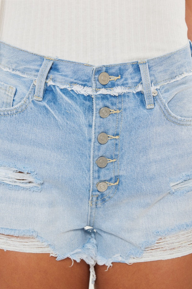 Kancan Distressed Button Fly Denim Shorts - The Michelle Style Boutique