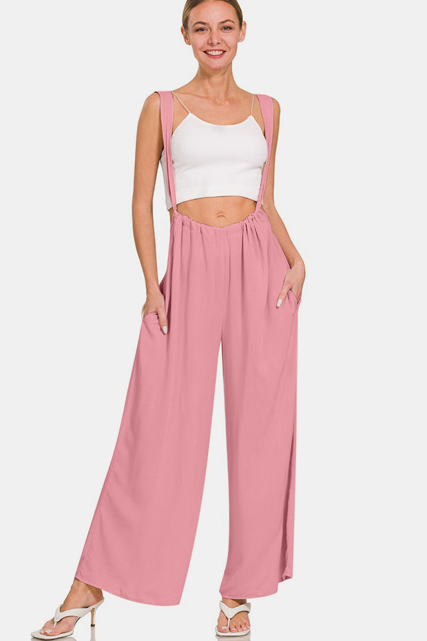 Zenana Pocketed Wide Strap Wide Leg Overalls - The Michelle Style Boutique