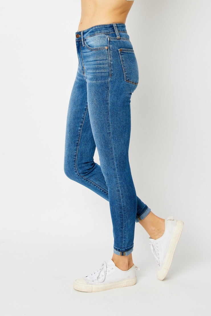 Judy Blue Full Size Cuffed Hem Low Waist Skinny Jeans - The Michelle Style Boutique