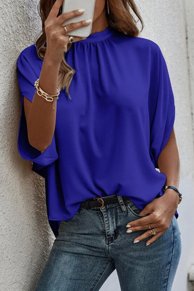 Tie Back Slit Half Sleeve Blouse - The Michelle Style Boutique