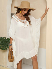 Cutout Ruffled Half Sleeve Cover-Up - The Michelle Style Boutique