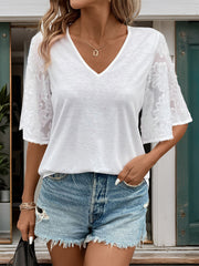 V-Neck Flutter Sleeve T-Shirt - The Michelle Style Boutique