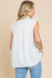 Culture Code Full Size Frill Edge Smocked Sleeveless Top - The Michelle Style Boutique