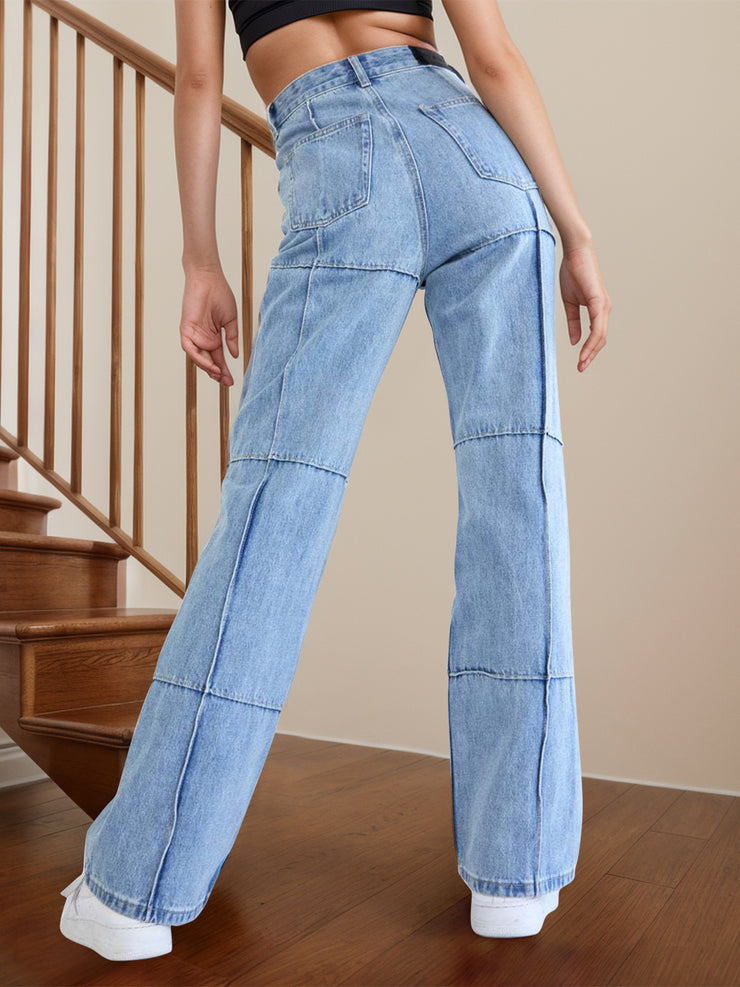 High Waist Straight Jeans with Pockets - The Michelle Style Boutique