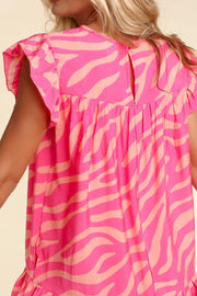 Ruffled Printed Cap Sleeve Mini Dress - The Michelle Style Boutique