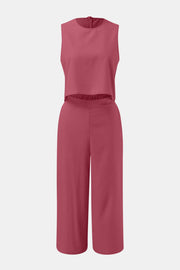 Round Neck Top and Wide Leg Pants Set - The Michelle Style Boutique