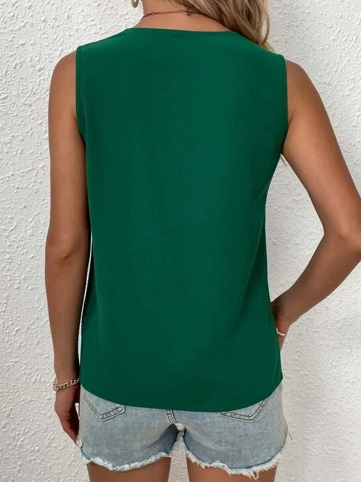 Full Size Lace Detail V-Neck Tank - The Michelle Style Boutique