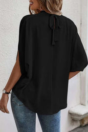 Tie Back Slit Half Sleeve Blouse - The Michelle Style Boutique