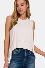 Zenana Slit High-Low Round Neck Tank - The Michelle Style Boutique