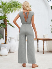 Twisted Round Neck Cap Sleeve Jumpsuit - The Michelle Style Boutique