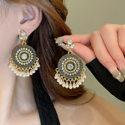 Rhinestone Alloy Bead Dangle Earrings - The Michelle Style Boutique