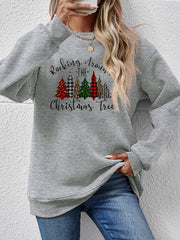 Christmas Tree Graphic Round Neck Sweatshirt