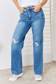 Judy Blue Full Size High Waist Distressed Straight-Leg Jeans - The Michelle Style Boutique