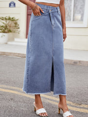 Slit Asymmetrical Waist Denim Skirt - The Michelle Style Boutique