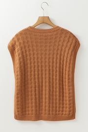 Round Neck Cap Sleeve Sweater Vest