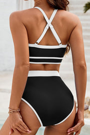 Crisscross Contrast Trim Bikini Set - The Michelle Style Boutique