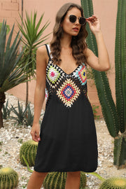 Geometric V-Neck Spaghetti Strap Cover Up Dress - The Michelle Style Boutique