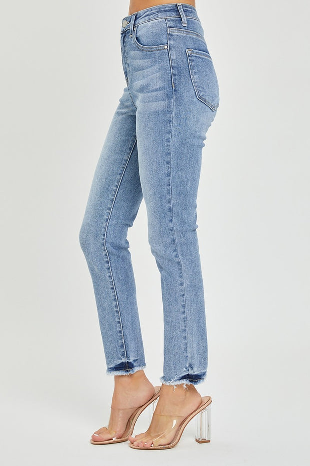 RISEN Full Size High Rise Frayed Hem Skinny Jeans - The Michelle Style Boutique