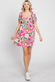 GeeGee Floral Ruff Sleeve Mini Dress - The Michelle Style Boutique