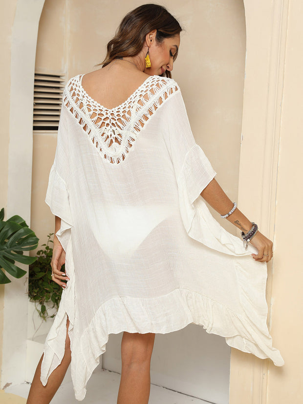 Cutout Ruffled Half Sleeve Cover-Up - The Michelle Style Boutique