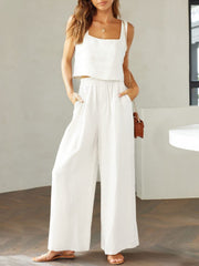 Square Neck Top and Wide Leg Pants Set - The Michelle Style Boutique