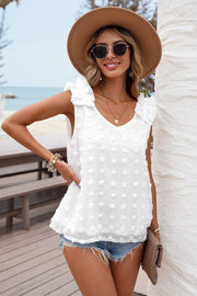 Full Size Swiss Dot V-Neck Tank - The Michelle Style Boutique