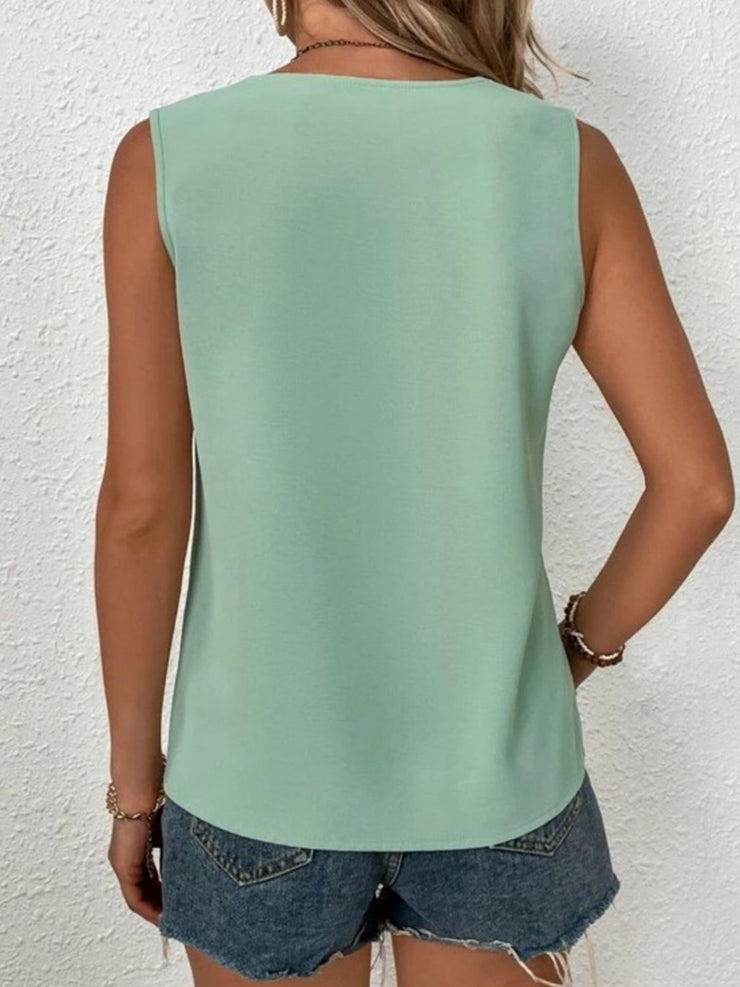 Full Size Lace Detail V-Neck Tank - The Michelle Style Boutique