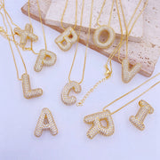 Gold-Plated Inlaid Zircon Letter Necklace - The Michelle Style Boutique