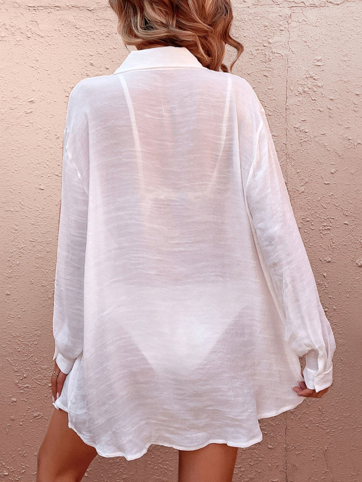 Pocketed Dropped Shoulder Cover Up - The Michelle Style Boutique