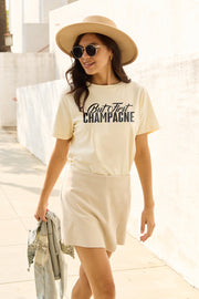 Simply Love Full Size BUT FIRST CHAMPAGNE Round Neck T-Shirt - The Michelle Style Boutique