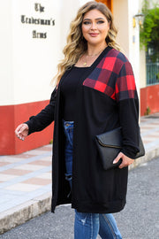 Plus Size Open Front Dropped Shoulder Cardigan