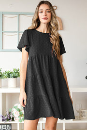 Heimish Swiss Dot Short Sleeve Tiered Dress - The Michelle Style Boutique