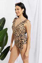 Marina West Swim Full Size Float On Ruffle Faux Wrap One-Piece in Leopard - The Michelle Style Boutique