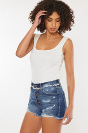 Kancan Distressed Button Fly Denim Shorts - The Michelle Style Boutique