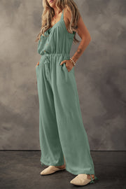 Drawstring Wide Strap Wide Leg Overalls - The Michelle Style Boutique