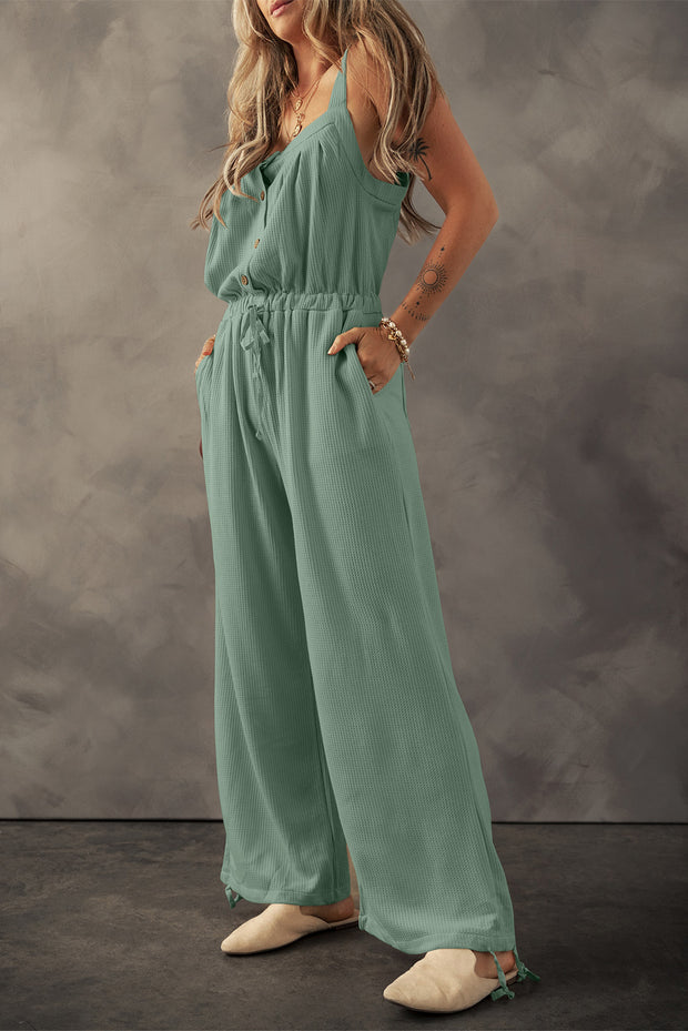 Drawstring Wide Strap Wide Leg Overalls - The Michelle Style Boutique