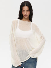 Round Neck Long Sleeve Knit Cover Up - The Michelle Style Boutique