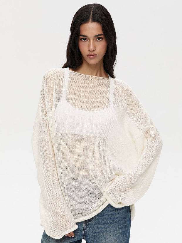 Round Neck Long Sleeve Knit Cover Up - The Michelle Style Boutique