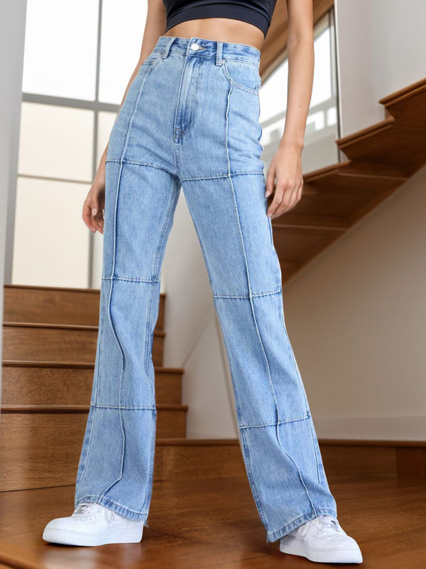 High Waist Straight Jeans with Pockets - The Michelle Style Boutique